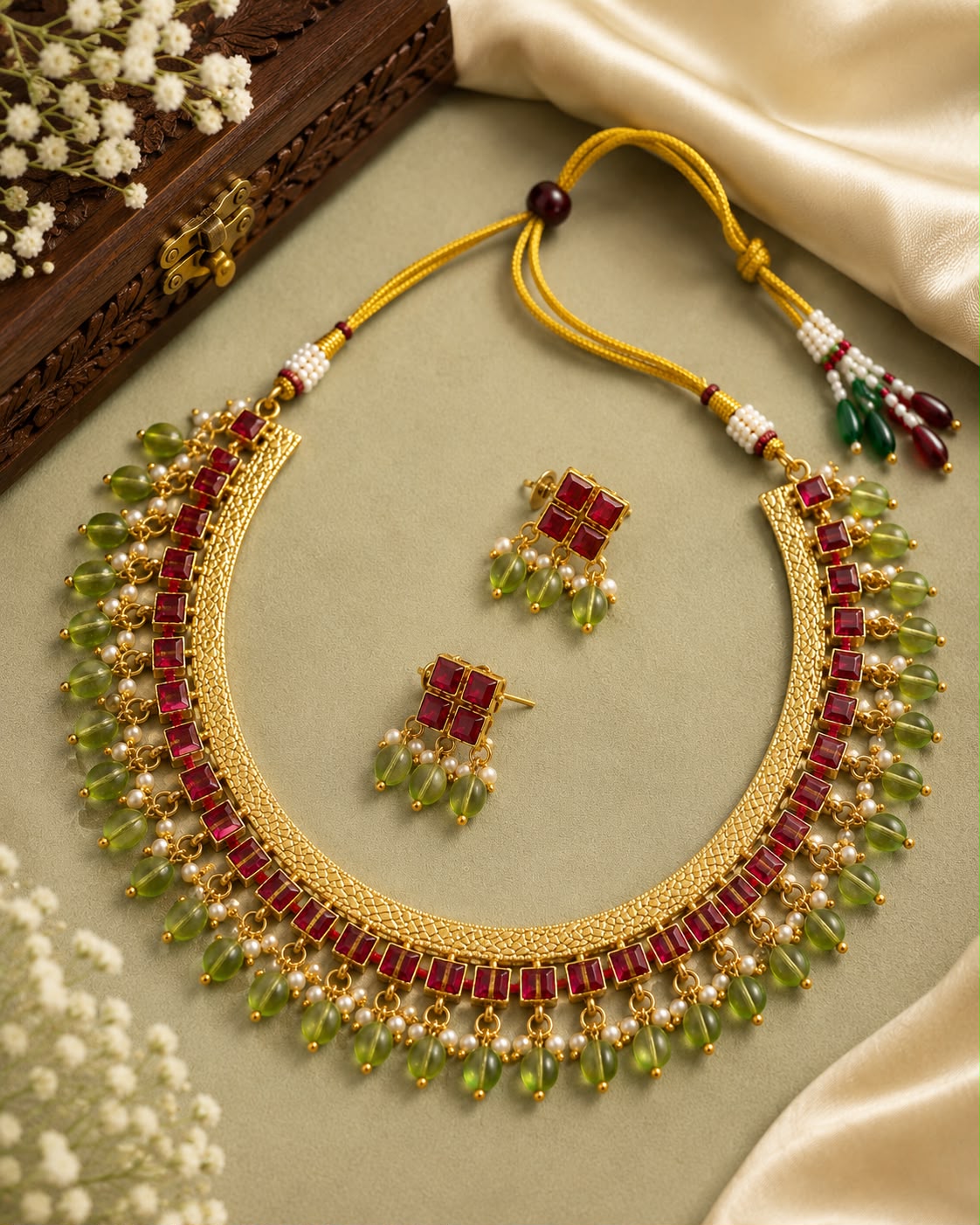 Rani pink green necklace